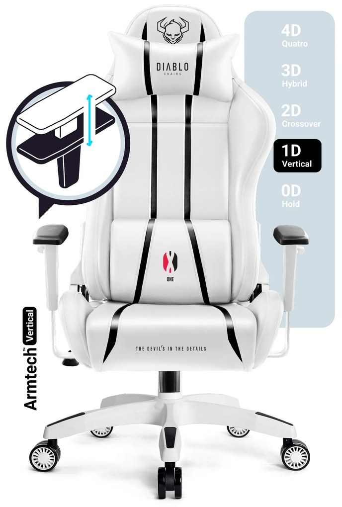 Fotel gamingowy Diablo X-One 2.0 King Size, biało-czarny