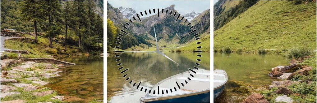 Obraz - Seealpsee, jezioro w Szwajcarii (z zegarem) (90x30 cm)