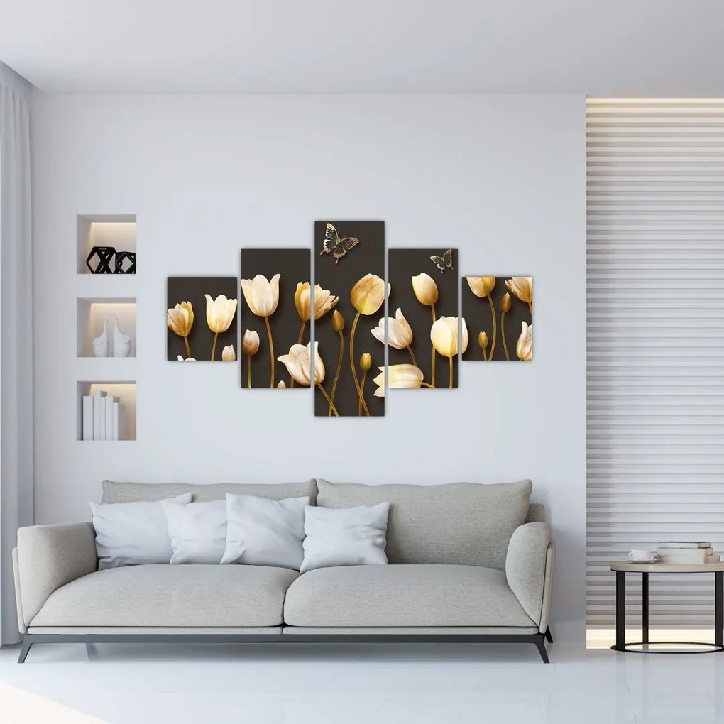Obraz - Tulipany - abstrakcja (125x70 cm)