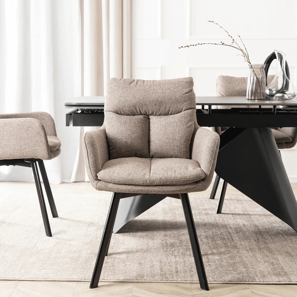 Krzesło Tapicerowane Obrotowe do Salonu CORTADO Brązowe Nowoczesne