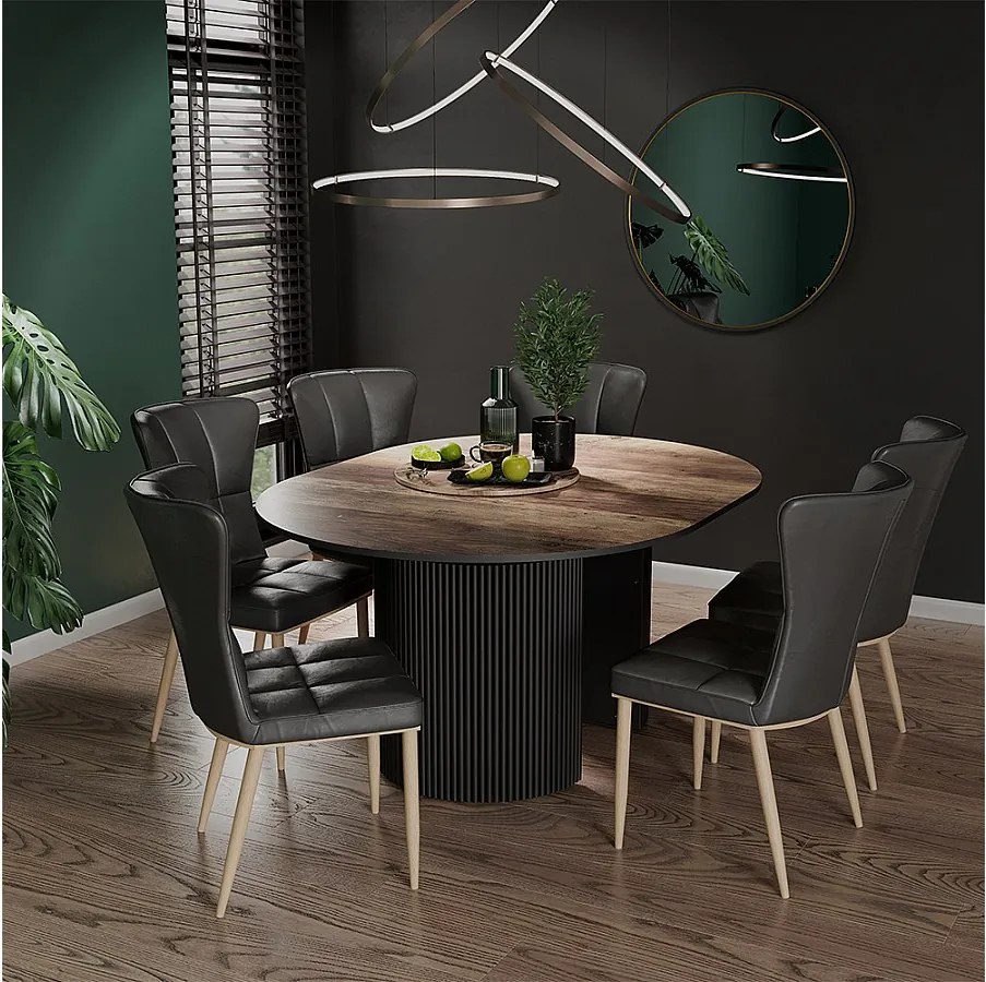 Stół jadalny rustykalny dąb/czarny 120x60x76 calero