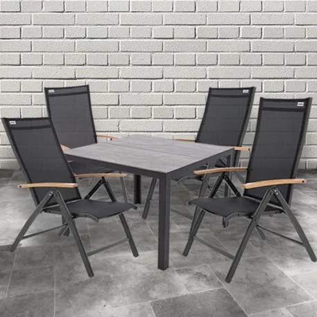 BERGAMO EXPERT WOOD - aluminiowy zestaw sof 4+1