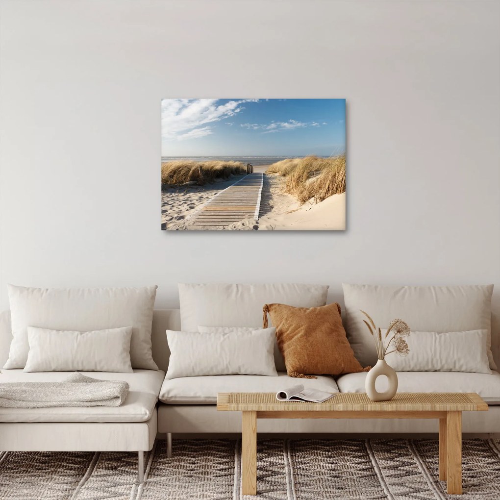 Obraz - Piaszczysta plaża na wyspie Langeoog, Niemcy (70x50 cm)
