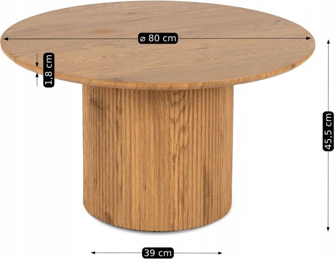 Stolik Kawowy MAYLIN MAX 80 cm Dąb Nowoczesny Loft