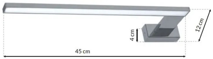 Srebrny kinkiet LED łazienkowy prawostronny - N016-Faggi 45x12x4 cm