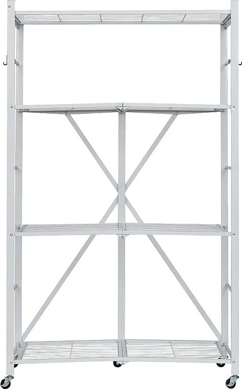 Półka Składana SucceBuy 4-Poziomowy Regał Składany, 91 x 53 x 152 cm, Solidna Metalowa Rama, Udźwig Statyczny 340 kg i Udźwig Dynamiczny 90,7 kg, Idealny do Garażu