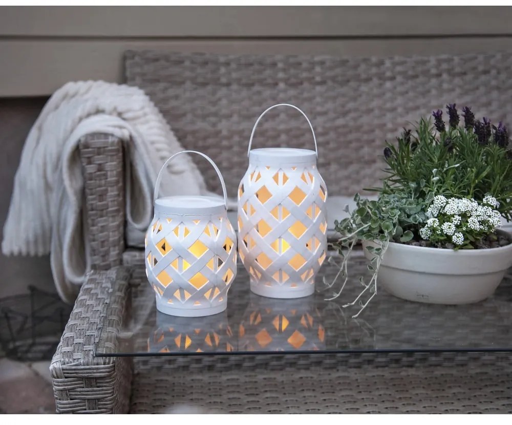 Biały lampion Star Trading Flame Lantern, wys. 16 cm