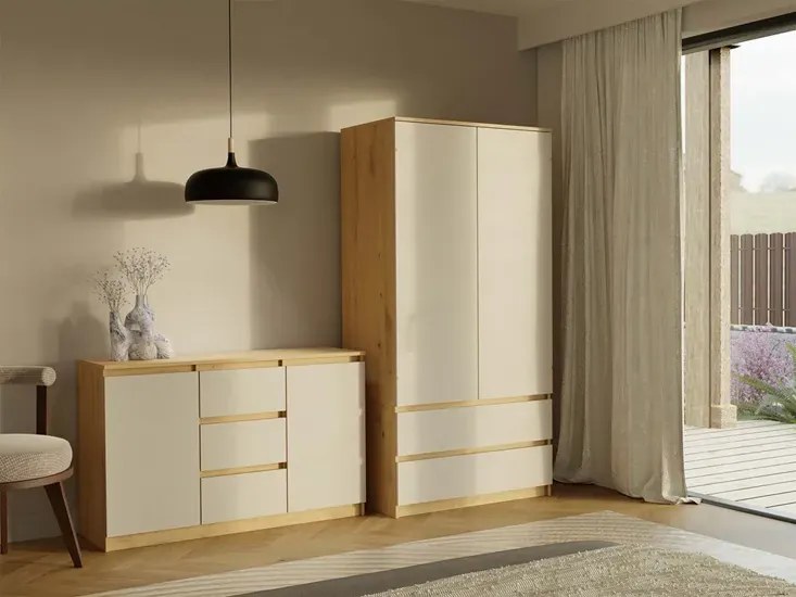 Dwudrzwiowa szafa dąb artisan + kaszmir W8-R32