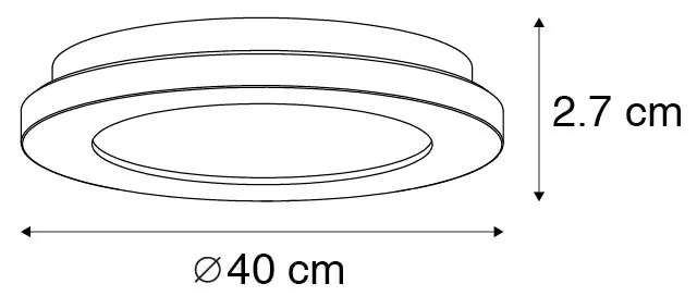 Plafon / Lampy sufitowe czarny 40 cm z LED 3-stopniowym ściemniaczem IP44 - Steve Nowoczesny Oswietlenie wewnetrzne