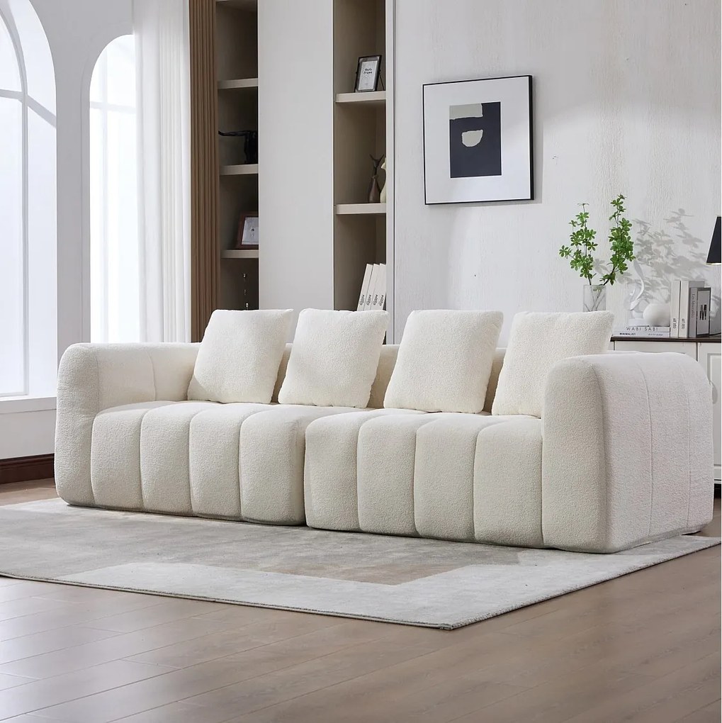 3-osobowa sofa modułowa z podłokietnikami, bez montażu, z tkaniny, beżowa
