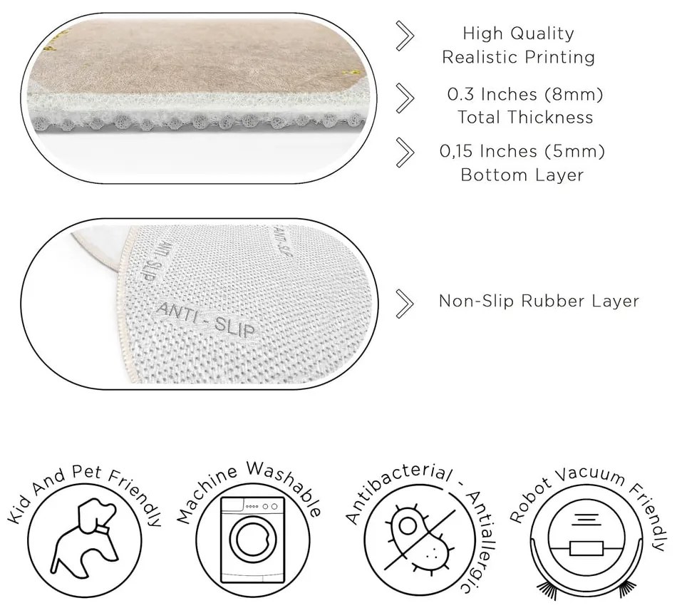Niebiesko-beżowy okrągły dywan odpowiedni do prania ø 120 cm Puddle – Mila Home