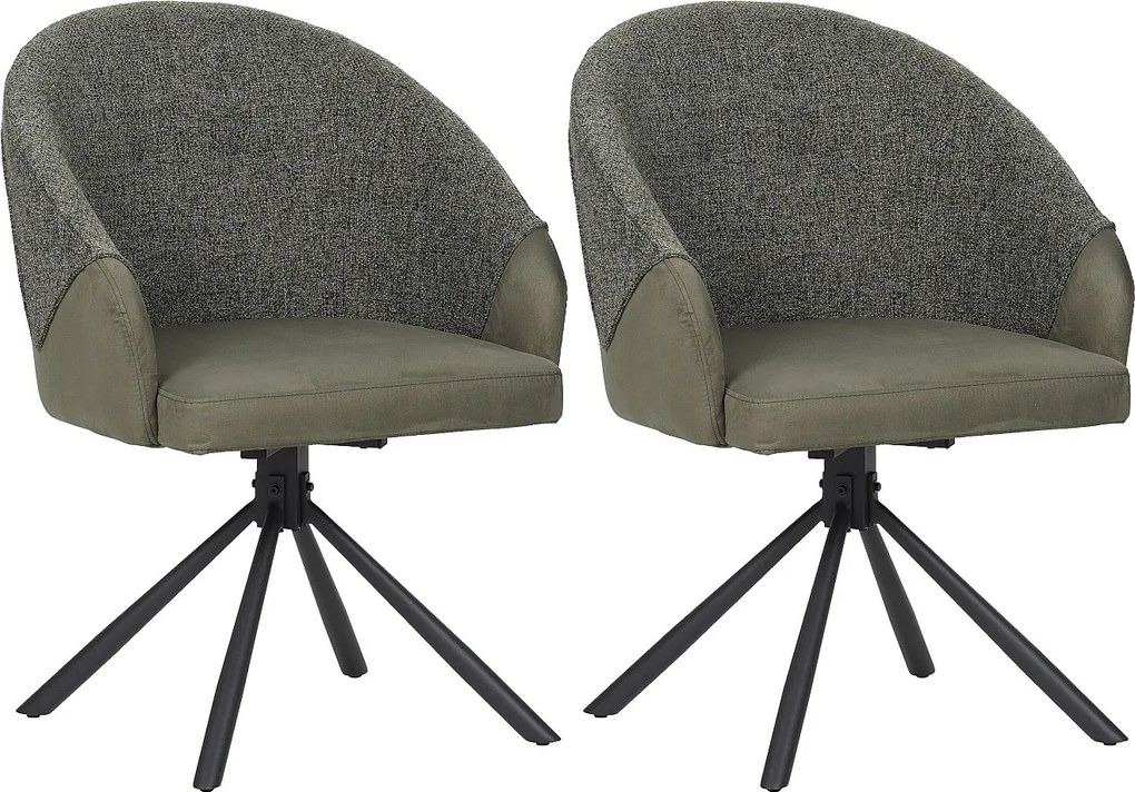 Krzesła do jadalni zestaw 2 szt. - tkanina i metal - zielony - LAZAR