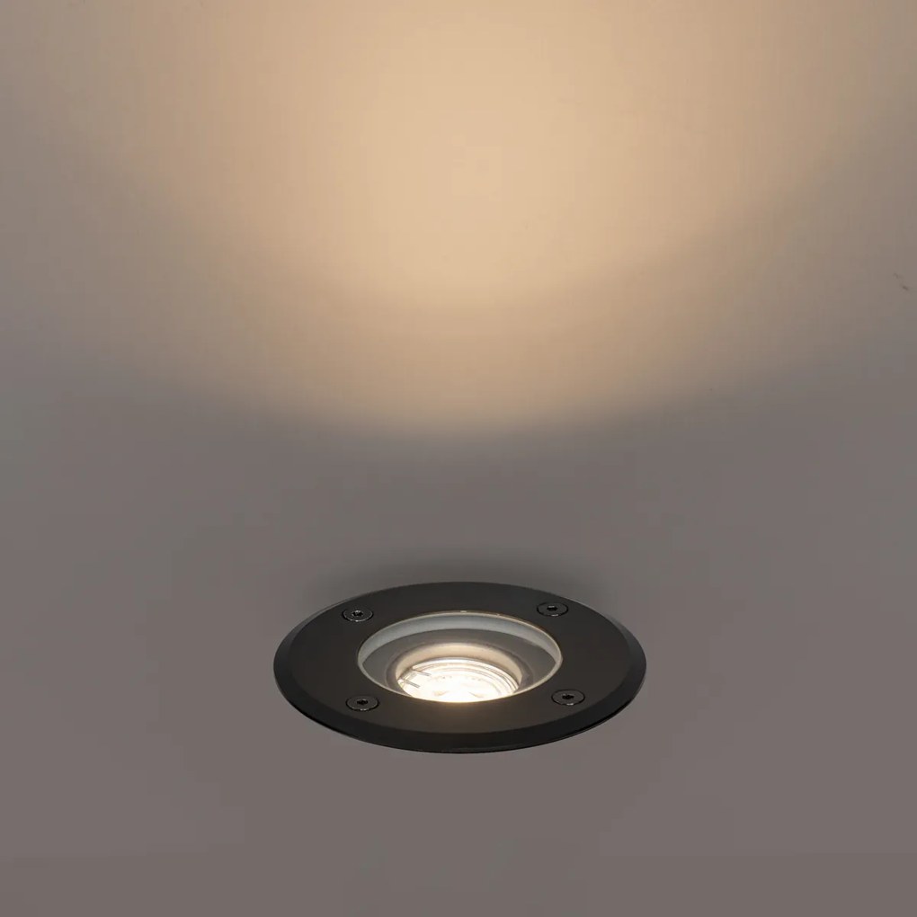 Nowoczesny zewnętrzny reflektor naziemny czarny 35 mm regulowany IP65 - Delux