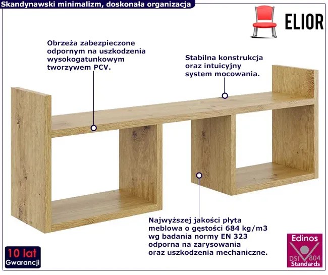 Skandynawska półka ścienna w kolorze dąb artisan Felo