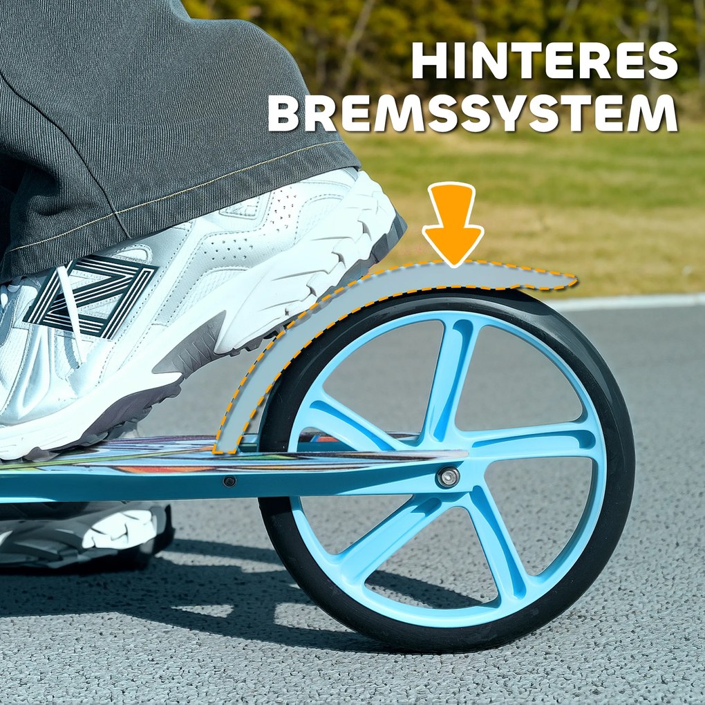 AIYAPLAY Hulajnoga Regulowana, z Hamulcem Tylnym, Składana, Udźwig 100 kg, Niebieska