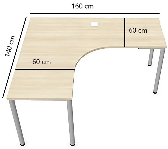 Biurko narożne EASY SPACE I-LEG LS 160x140cm białe NOWY STYL