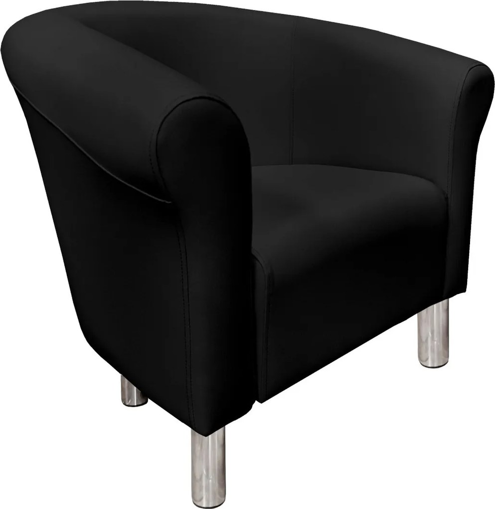 Fotel Milo tkanina Eko-skóra elegancki fotel do salonu i gabinetu : Kolor nogi - Chrom, Kolor tkaniny - EKO-SKÓRA - 1D, Wysokość nogi - 15 cm