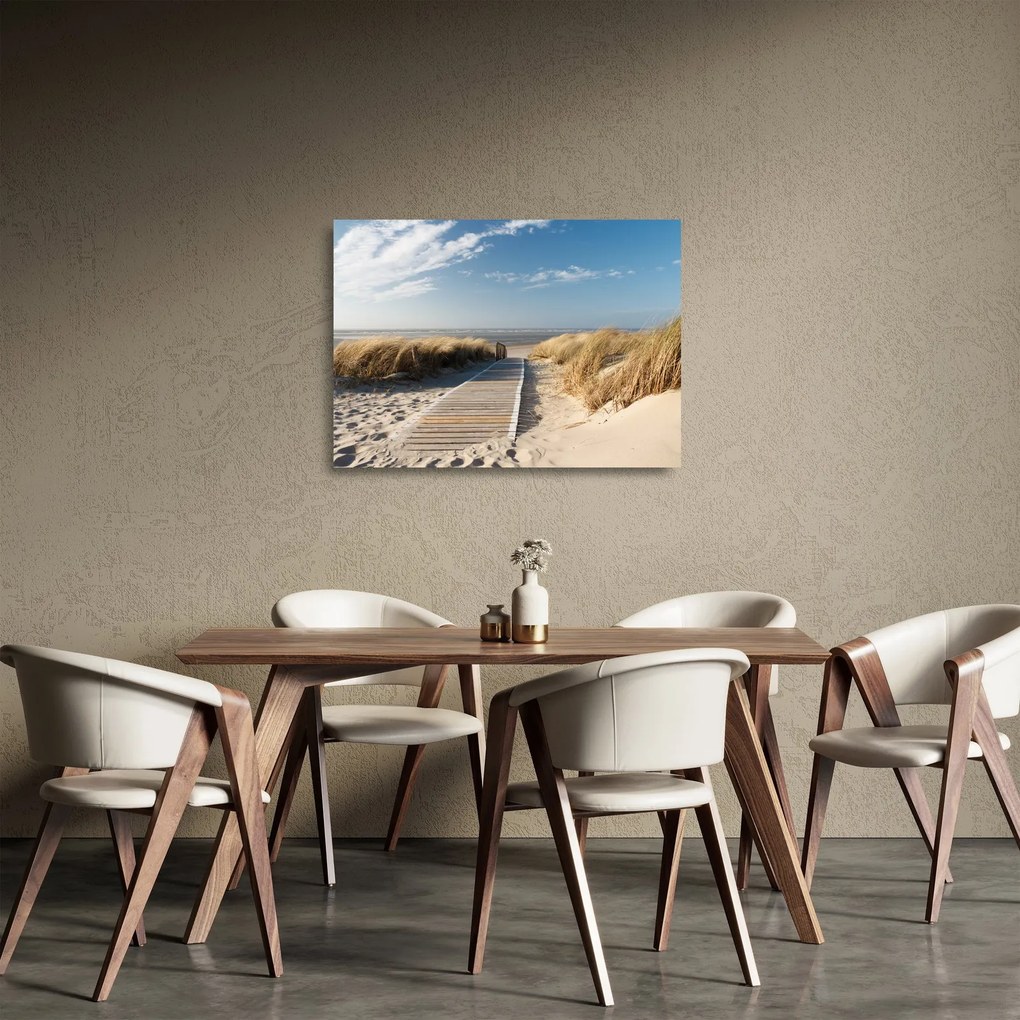 Obraz na szkle - Piaszczysta plaża na wyspie Langeoog, Niemcy (70x50 cm)