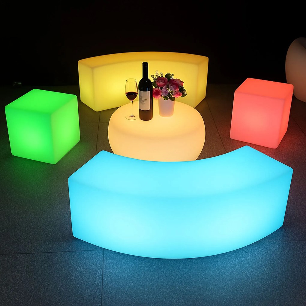 Podświetlany stołek/taboret LED, 40x40x40 cm