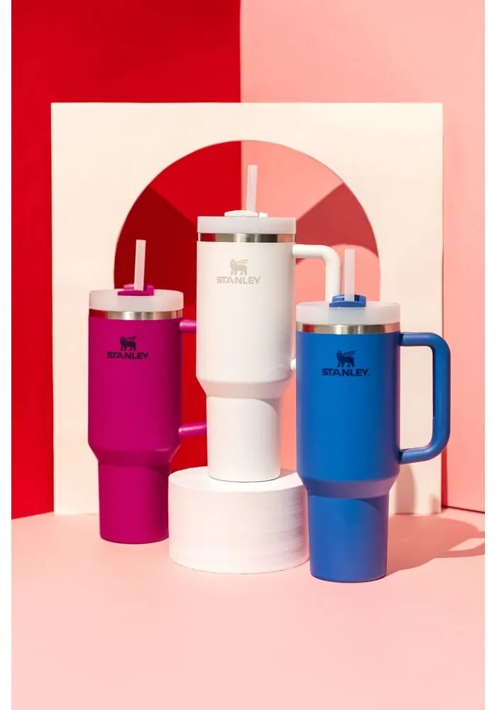 Biały termos ze słomką ze stali nierdzewnej 1,18 l Quencher H2.0 FlowState Tumbler Frost – Stanley