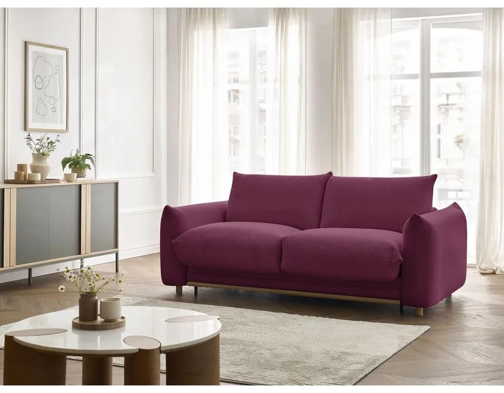 Bordowa rozkładana sofa 214 cm Ernest – Bobochic Paris