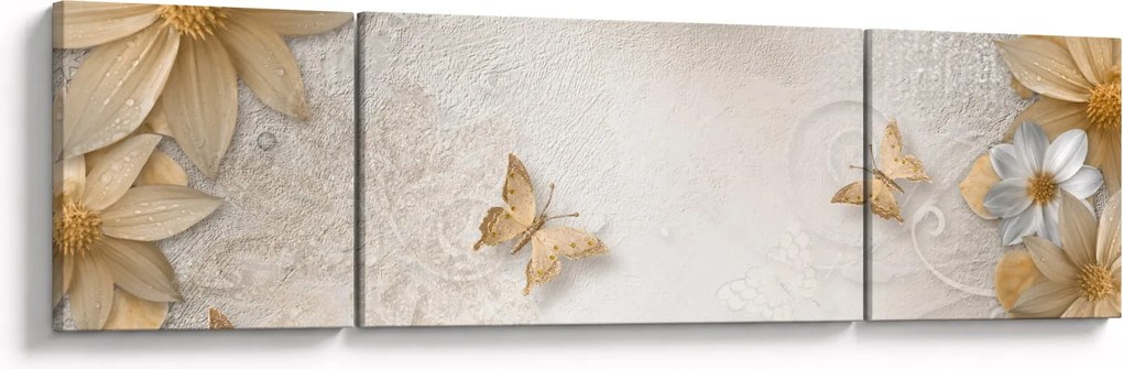 Obraz - Kwiaty z muszką (170x50 cm)