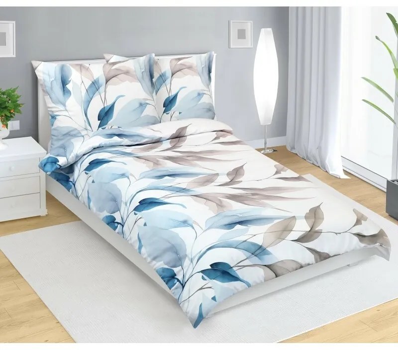 Bellatex Pościel satynowa Jesień niebieski, 140 x200 cm, 70 x 90 cm, 140 x 200 cm, 70 x 90 cm