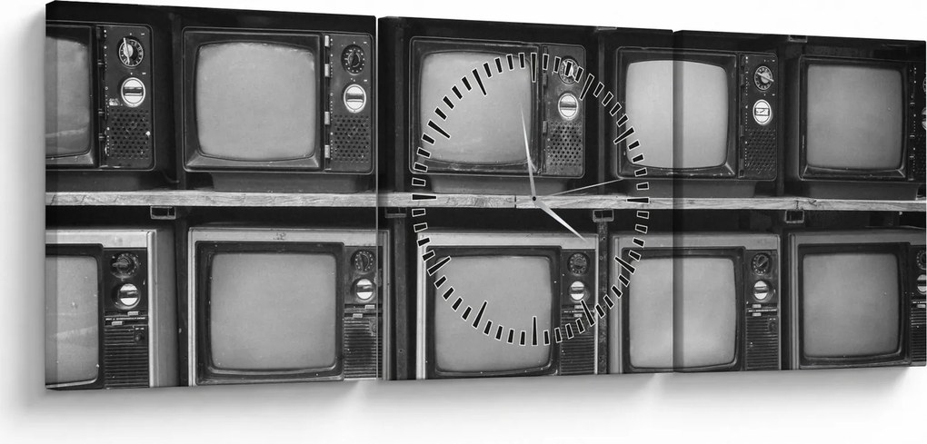 Obraz - Retro TV (z zegarem) (90x30 cm)