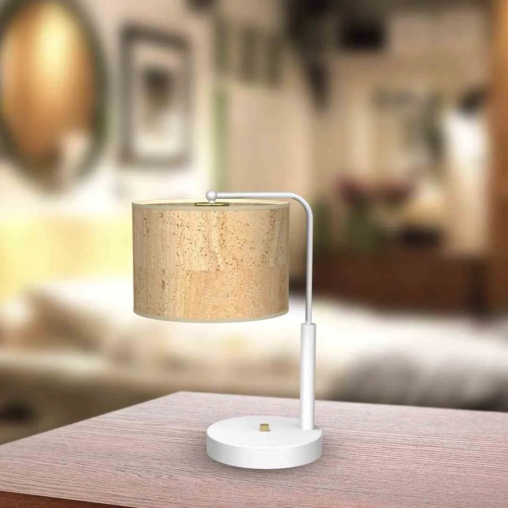 Lampa gabinetowa, na biurko, biurkowa, korek CORK White/Cork 1xE27
