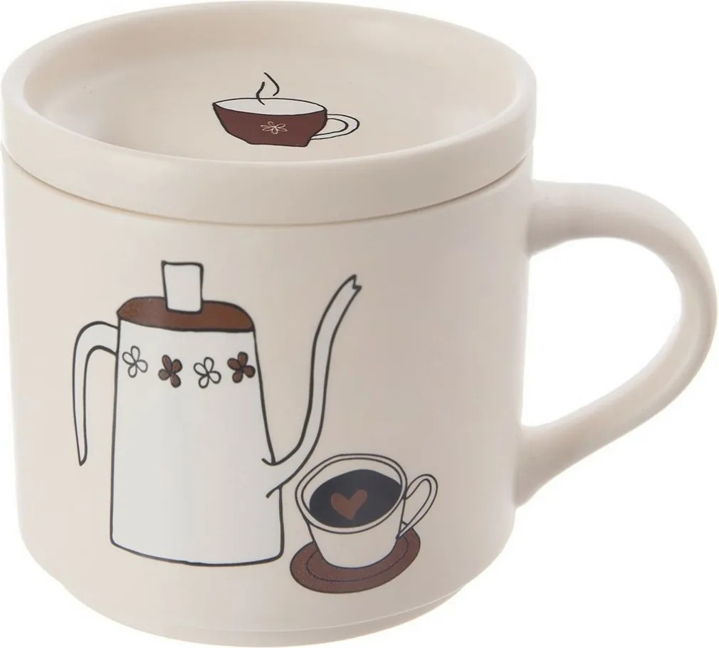 Orion Kubek porcelanowy z pokrywką Kawa, 0,45 l