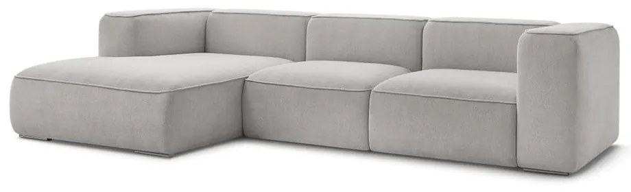 Jasnoszary narożnik z materiału bouclé (lewostronny) Zephyr – Bobochic Paris