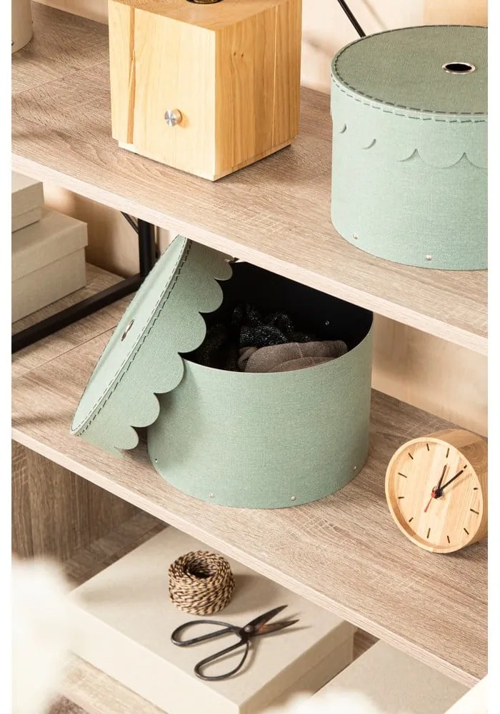 Zielononiebieskie kartonowe pojemniki zestaw 2 szt. z pokrywką ø 26x17,5 cm Wilma Canvas Paper Laminate – Bigso