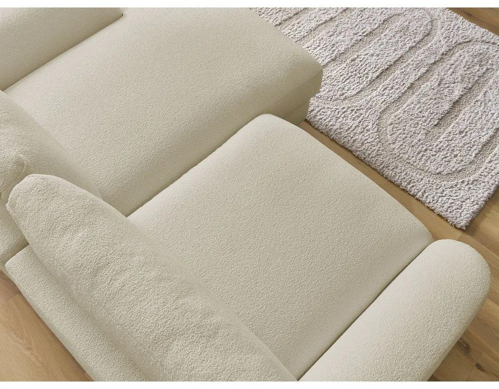 Beżowy narożnik z materiału bouclé (prawostronny/z szezlongiem) Leonore – Bobochic Paris