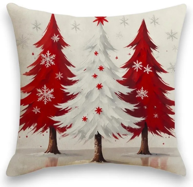 Świąteczna poszewka na poduszkę RED FOREST 45x45 cm, beżowy
