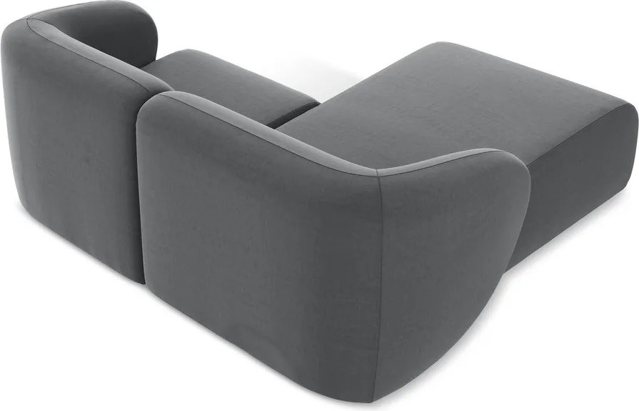 Szary aksamitny narożnik (lewostronny/z szezlongiem) Lani – Makamii