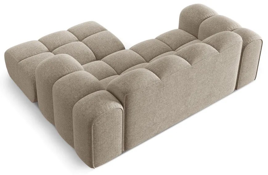 Jasnobrązowy narożnik z tkaniny szenilowej (prawostronny/z szezlongiem) Treno – Cosmopolitan Design