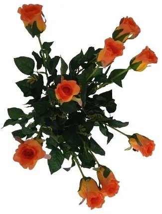 Sztuczna kwiat Róża pomarańczowa, 64 cm, 9 sztuk