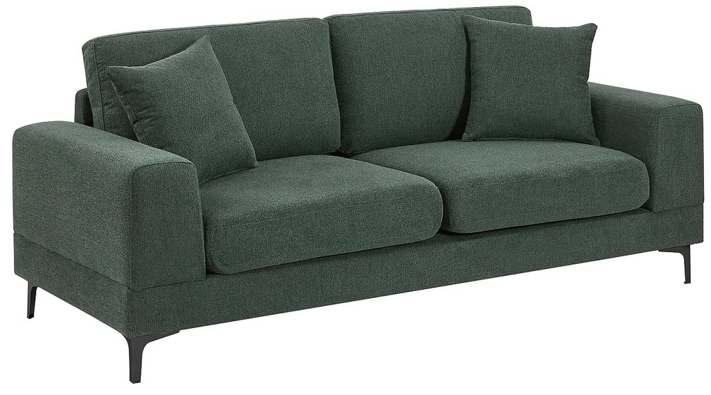 Kanapa 2-osobowa z zielonej tkaniny teksturowanej JAMOLO