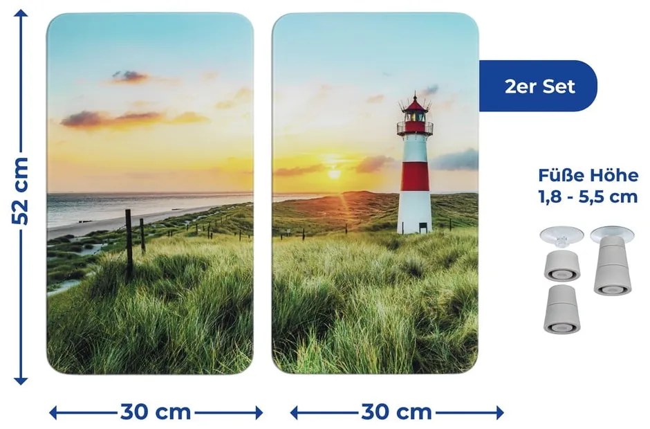 Szklane płyty ochronne na kuchenkę zestaw 2 szt. 52x30 cm Lighthouse – Maximex