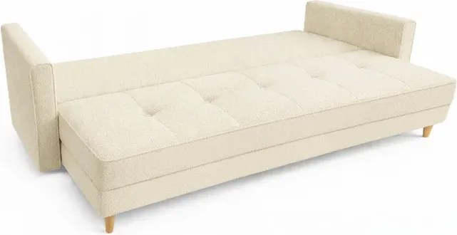 Sofa z Funkcją Spania LONAR Kremowa Boucle Japandi