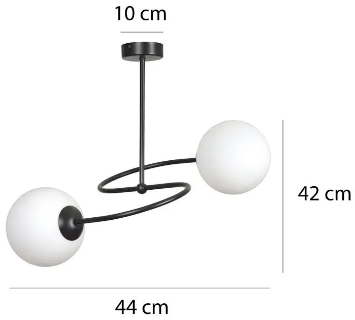 Czarna podwójna lampa sufitowa - D099 Almada 3X