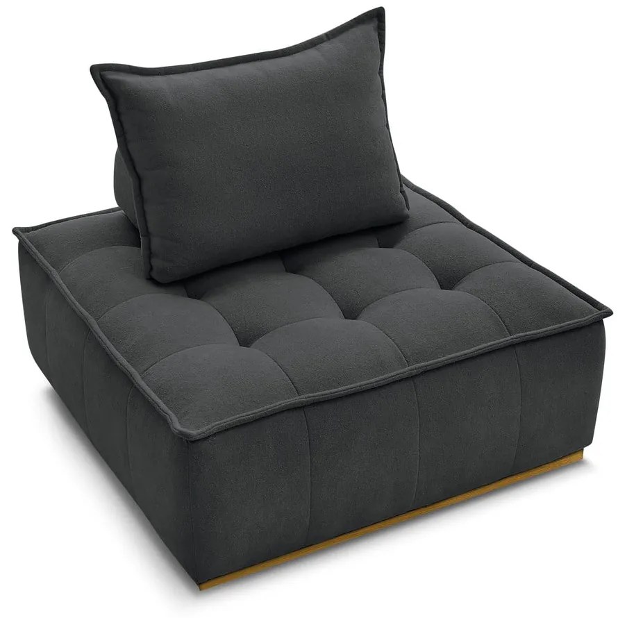 Ciemnoszary fotel z tkaniny szenilowej Elisa – Bobochic Paris