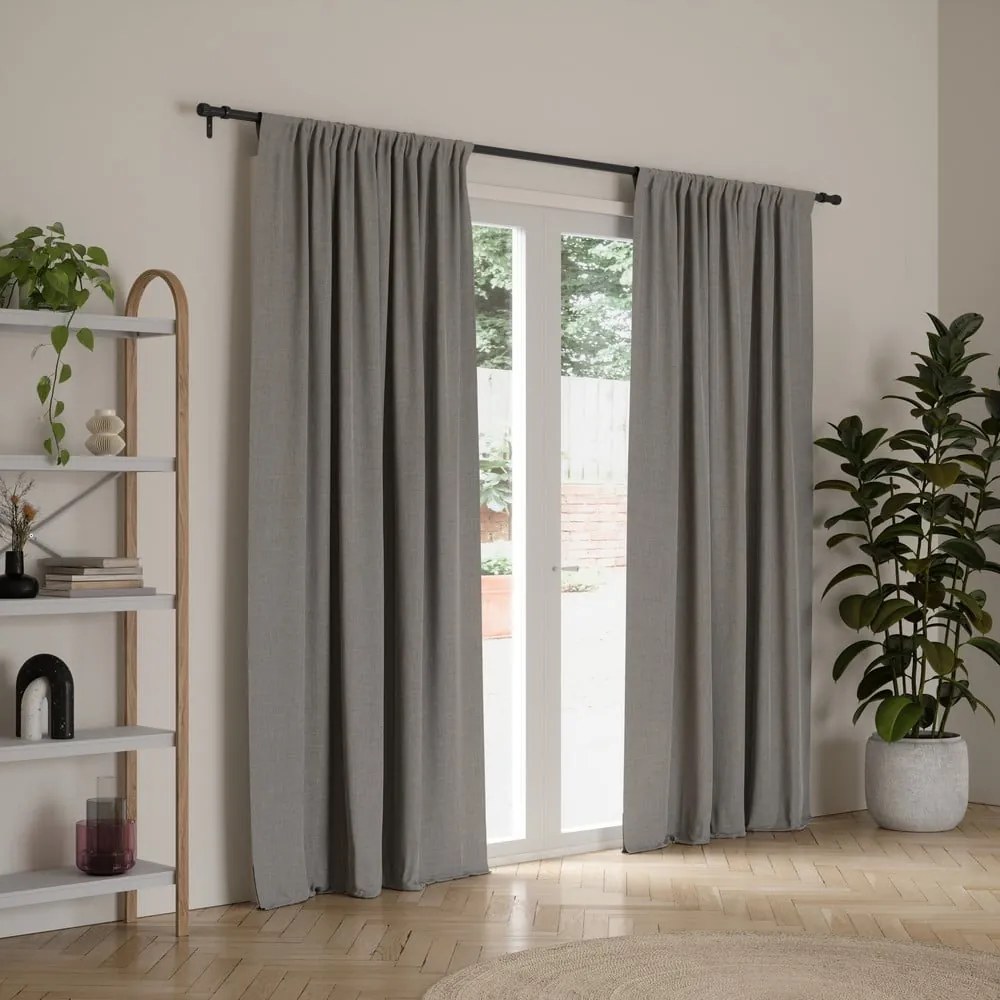 Stalowy regulowany karnisz w kolorze matowej czerni 168 - 305 cm Cleo – Umbra