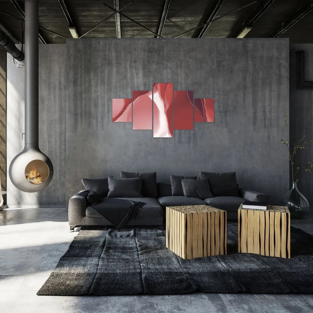 Obraz - Czerwony abstrakcyjny kwiat N⁰3 (125x70 cm)