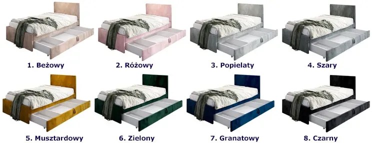 Granatowy tapczan młodzieżowy z zagłówkiem R9-K83