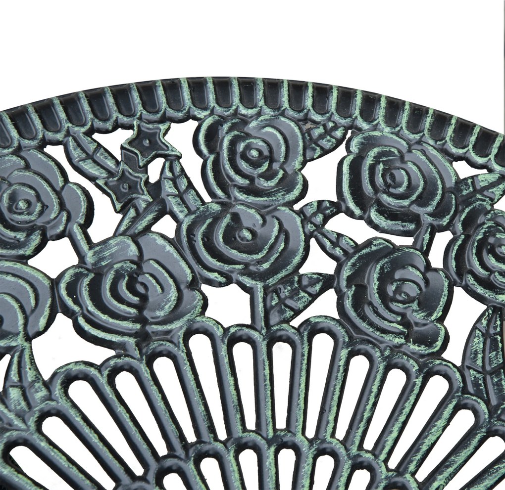 Outsunny Zestaw Bistro Ogrodowy 3-częściowy Aluminiowy Antyczny Zielony | Aosom PL