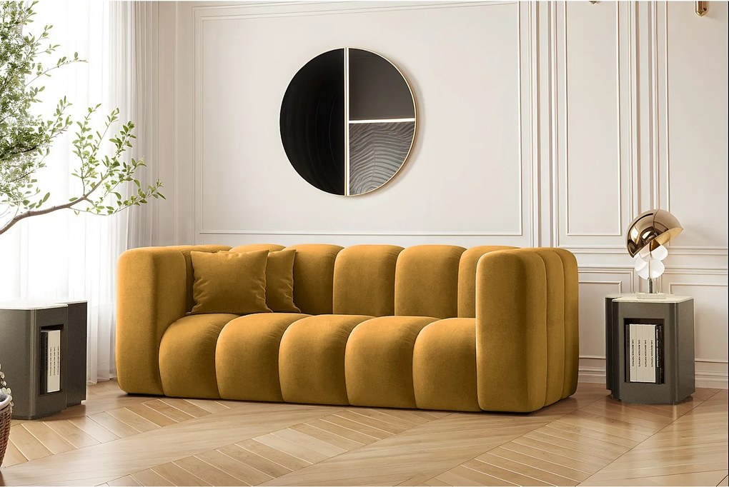 Sofa modułowa dwuosobowa Grand, tkanina Salvador, Żółty