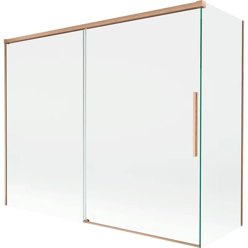 Mexen Rox parawan nawannowy 2-skrzydłowy rozsuwany 190 + 80 x 150 cm, transparent, miedż szczotkowana - 8C9-190-080-65-00