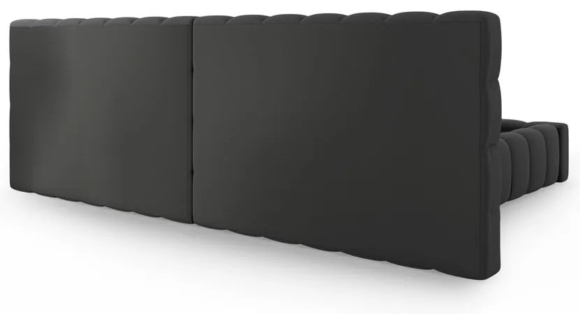 Czarne tapicerowane łóżko dwuosobowe ze schowkiem i stelażem 160x200 cm Mamaia – Micadoni Home