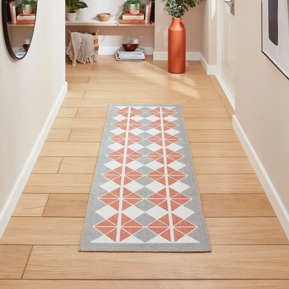 Pomarańczowo-szary chodnik odpowiedni do prania 76x230 cm Victoria Orange – Think Rugs